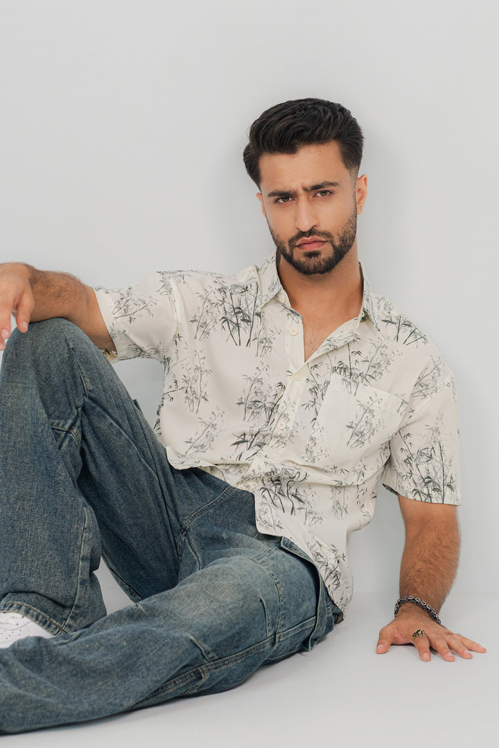 Bamboo White Half Shirt HS-2626 SPLAYD