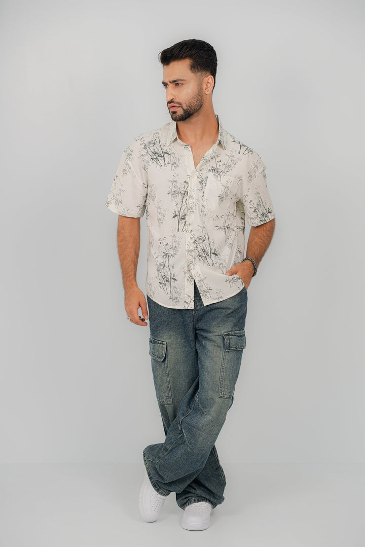 Bamboo White Half Shirt HS-2626 SPLAYD
