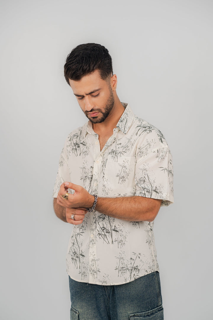 Bamboo White Half Shirt HS-2626 SPLAYD