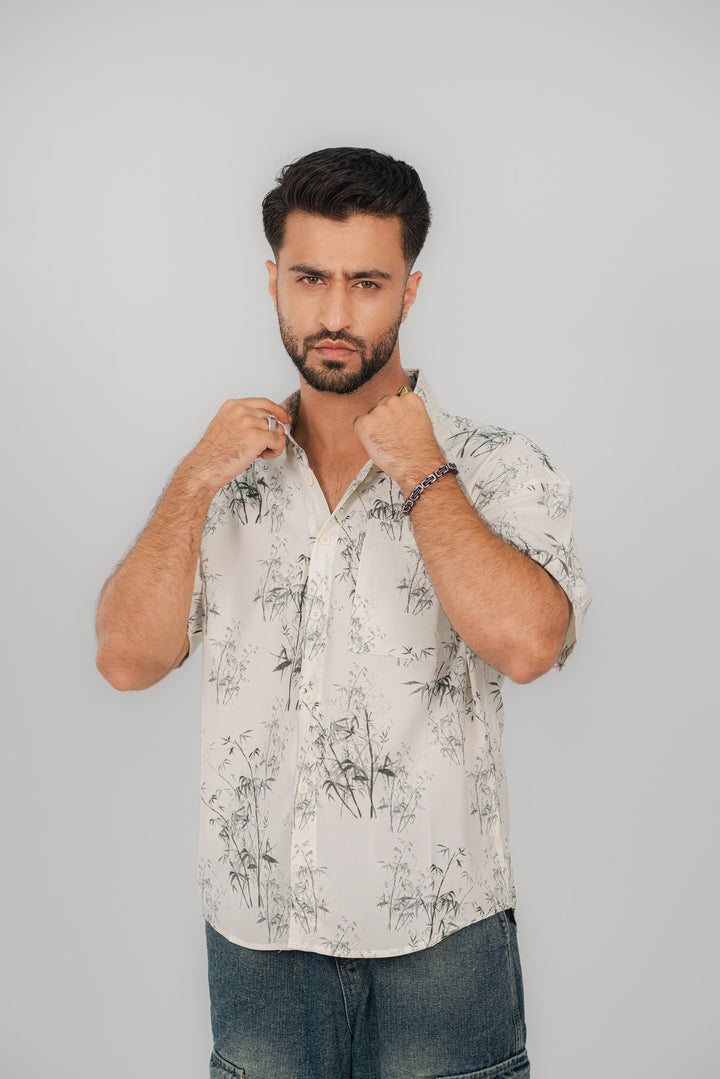 Bamboo White Half Shirt HS-2626 SPLAYD