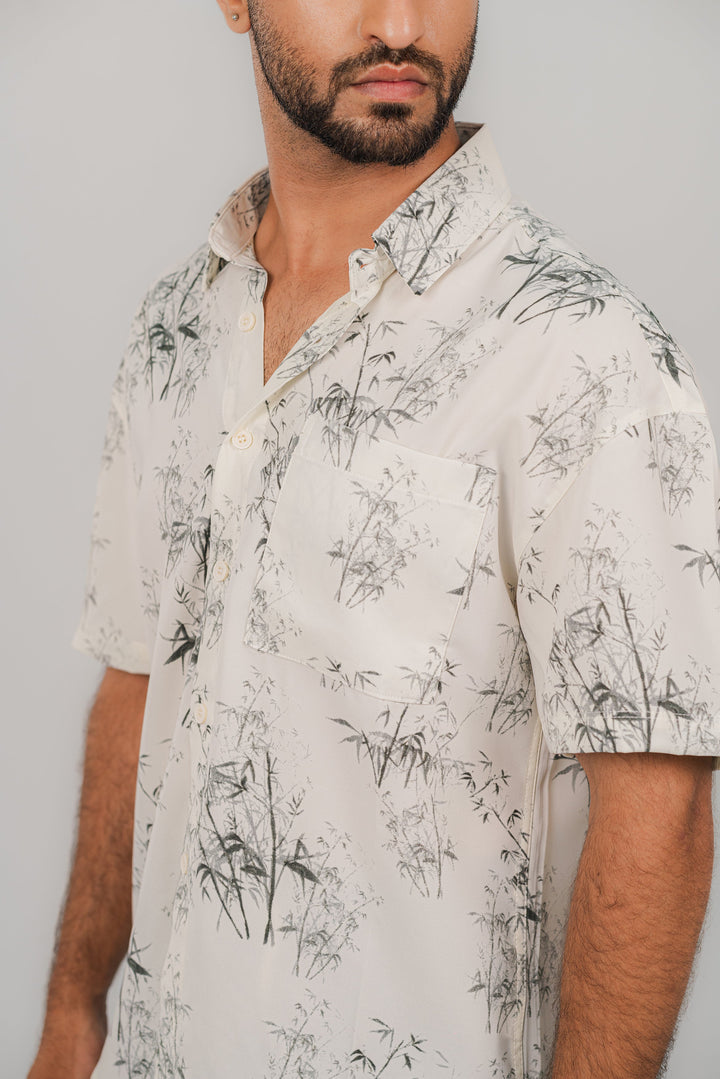 Bamboo White Half Shirt HS-2626 SPLAYD