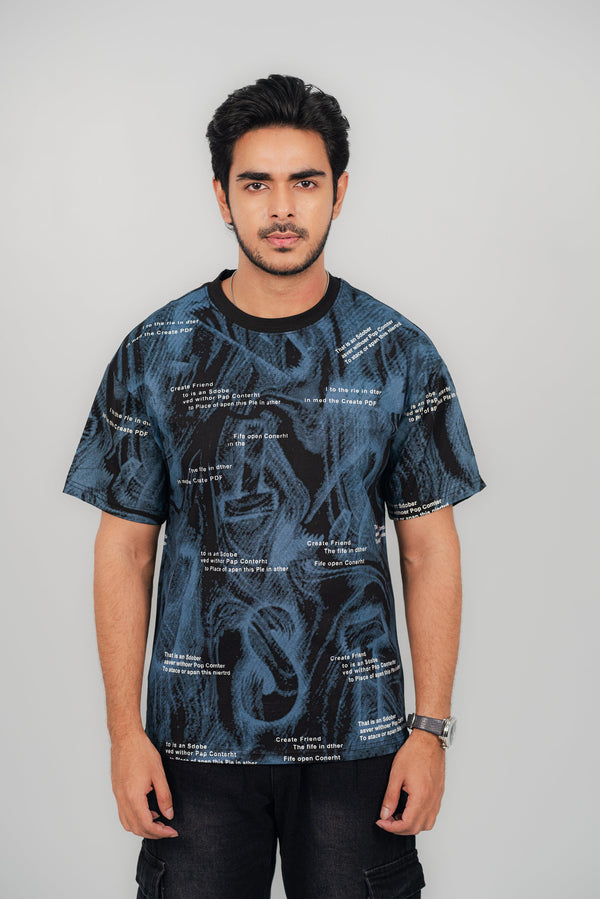 Typo Blue Black T-Shirt TS-2252 Splayd