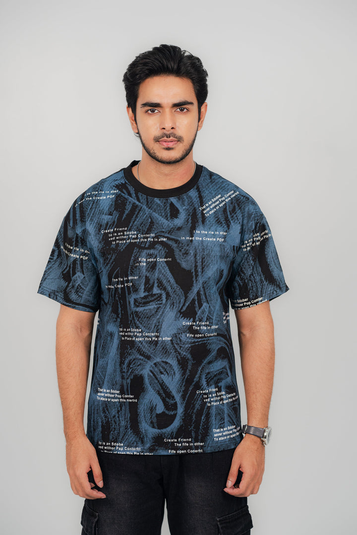 Typo Blue Black T-Shirt TS-2252 Splayd