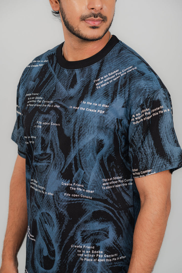 Typo Blue Black T-Shirt TS-2252 Splayd