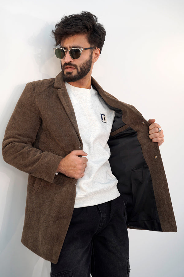 Stylish Brown Long Coat LC-3021 SPLAYD