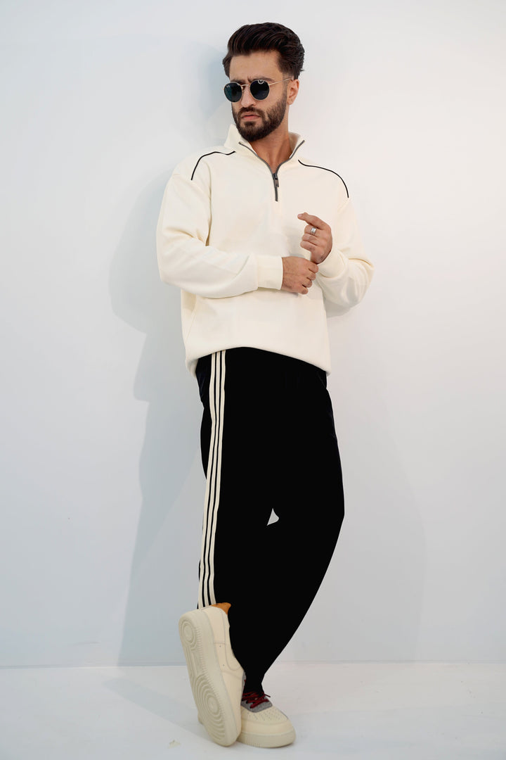 Vintage White Zip Sweatshirt SS-3301 SPLAYD