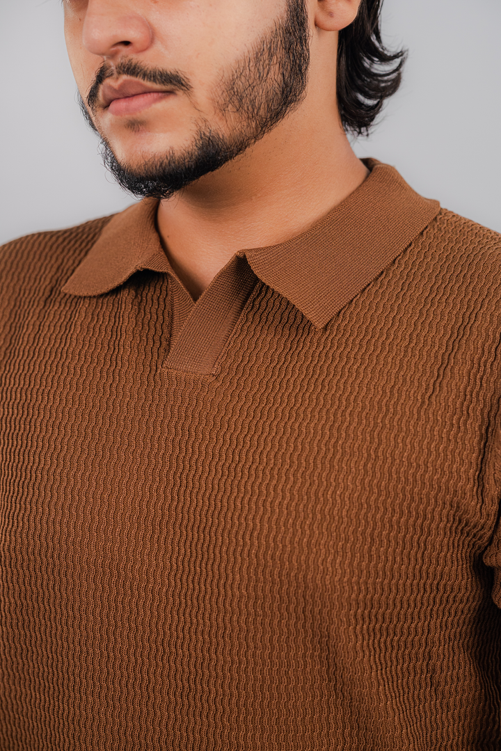 Voguish V Neck Brown Polo Shirt PS-2050 SPLAYD