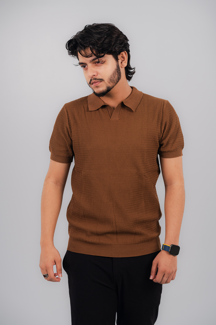 Voguish V Neck Brown Polo Shirt PS-2050 SPLAYD