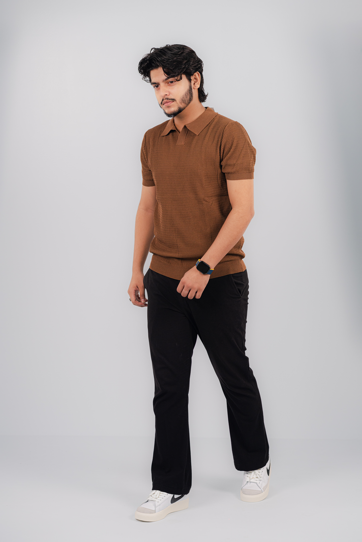 Voguish V Neck Brown Polo Shirt PS-2050 SPLAYD