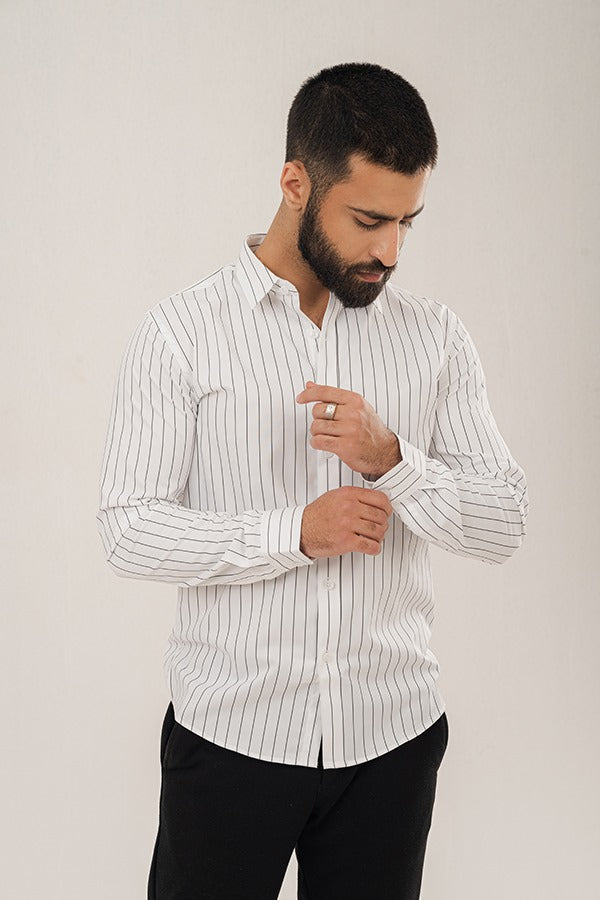 Formal Striped White Shirt FS-0614 SPLAYD