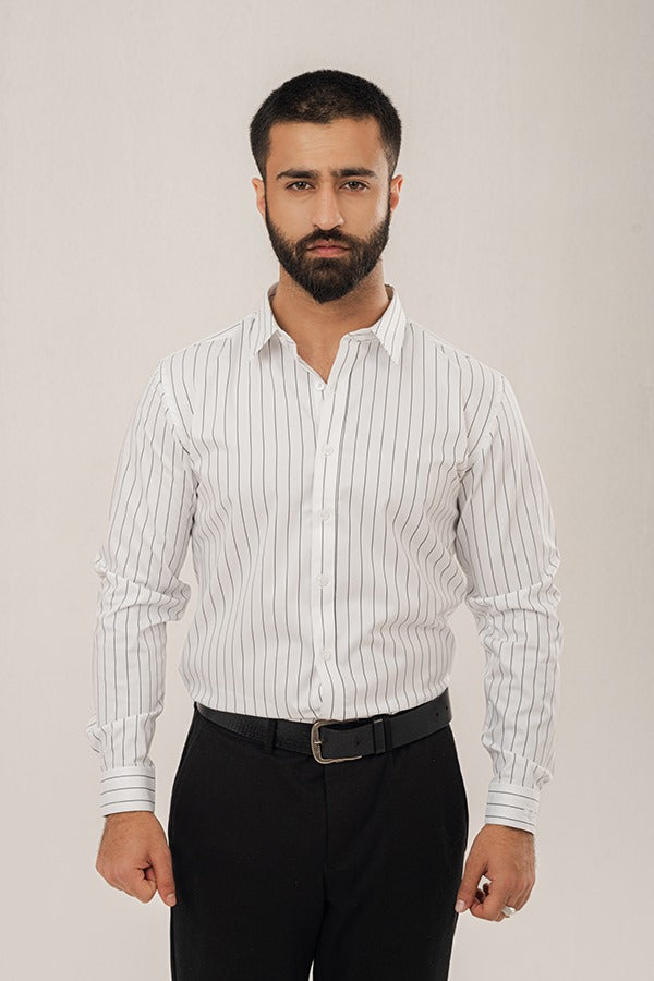 Formal Striped White Shirt FS-0614 SPLAYD
