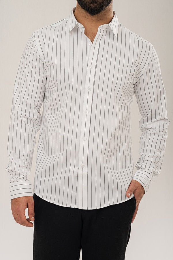 Formal Striped White Shirt FS-0614 SPLAYD